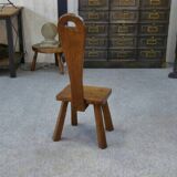 Brutalist chair in solid oak, 1950s
