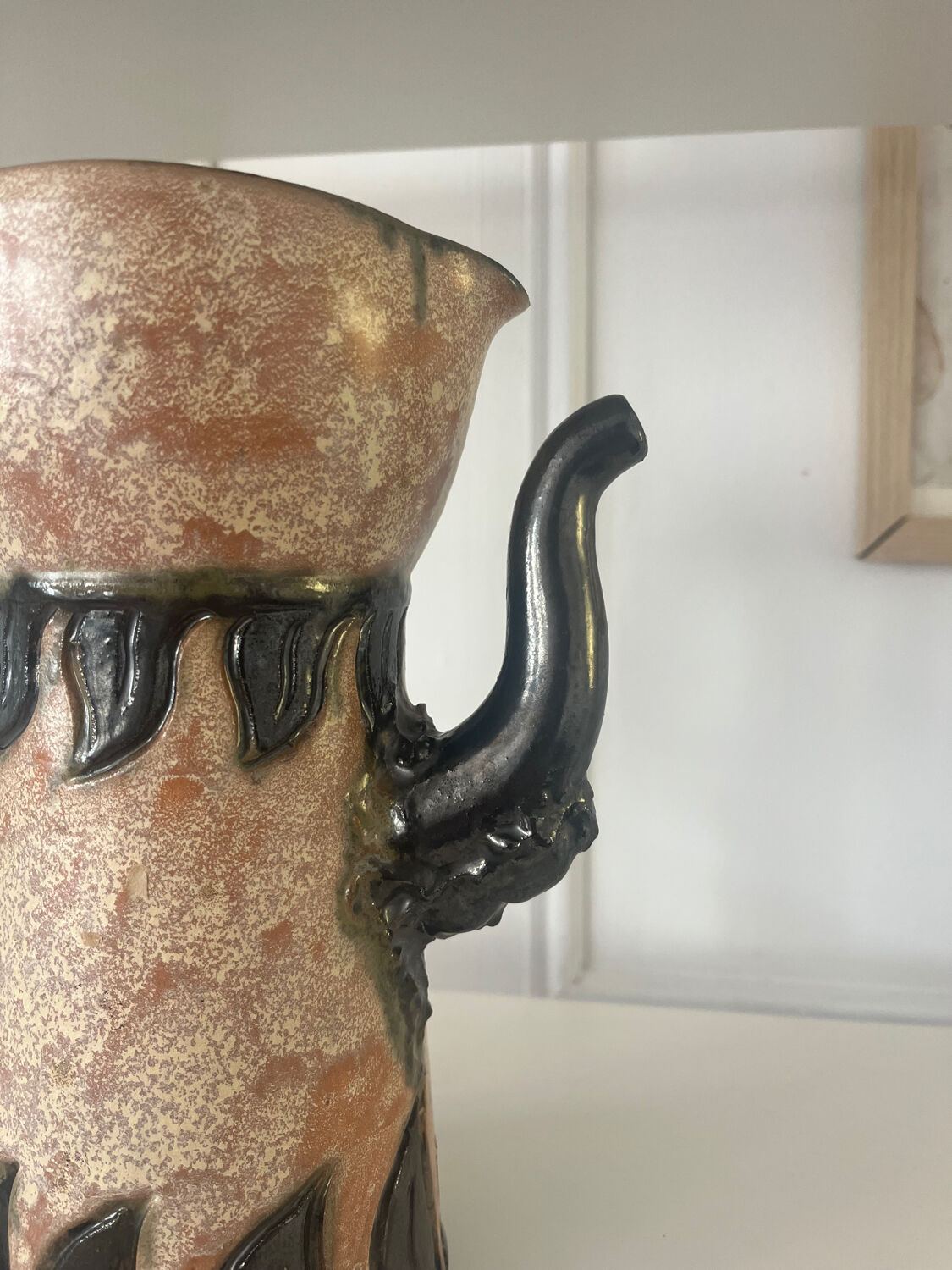 Belgian ceramic pitcher signed Sylvain Sttublet