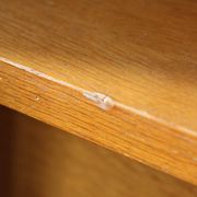 Oak desk, splayed legs, drawers, 1960.