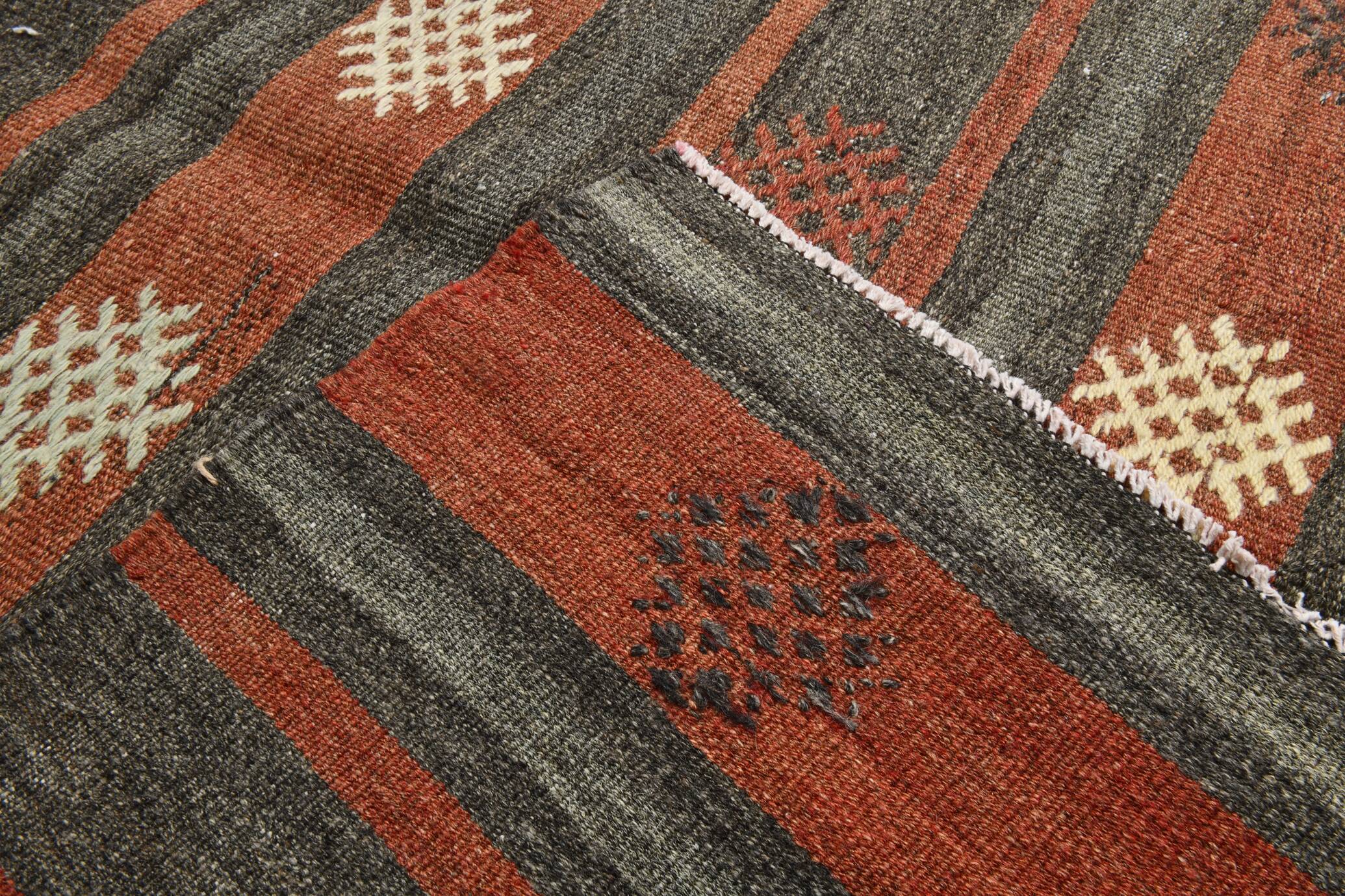 6x9 Green & Red Striped Pattern Kilim Area Rug, 175x266Cm