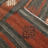 6x9 Green & Red Striped Pattern Kilim Area Rug, 175x266Cm