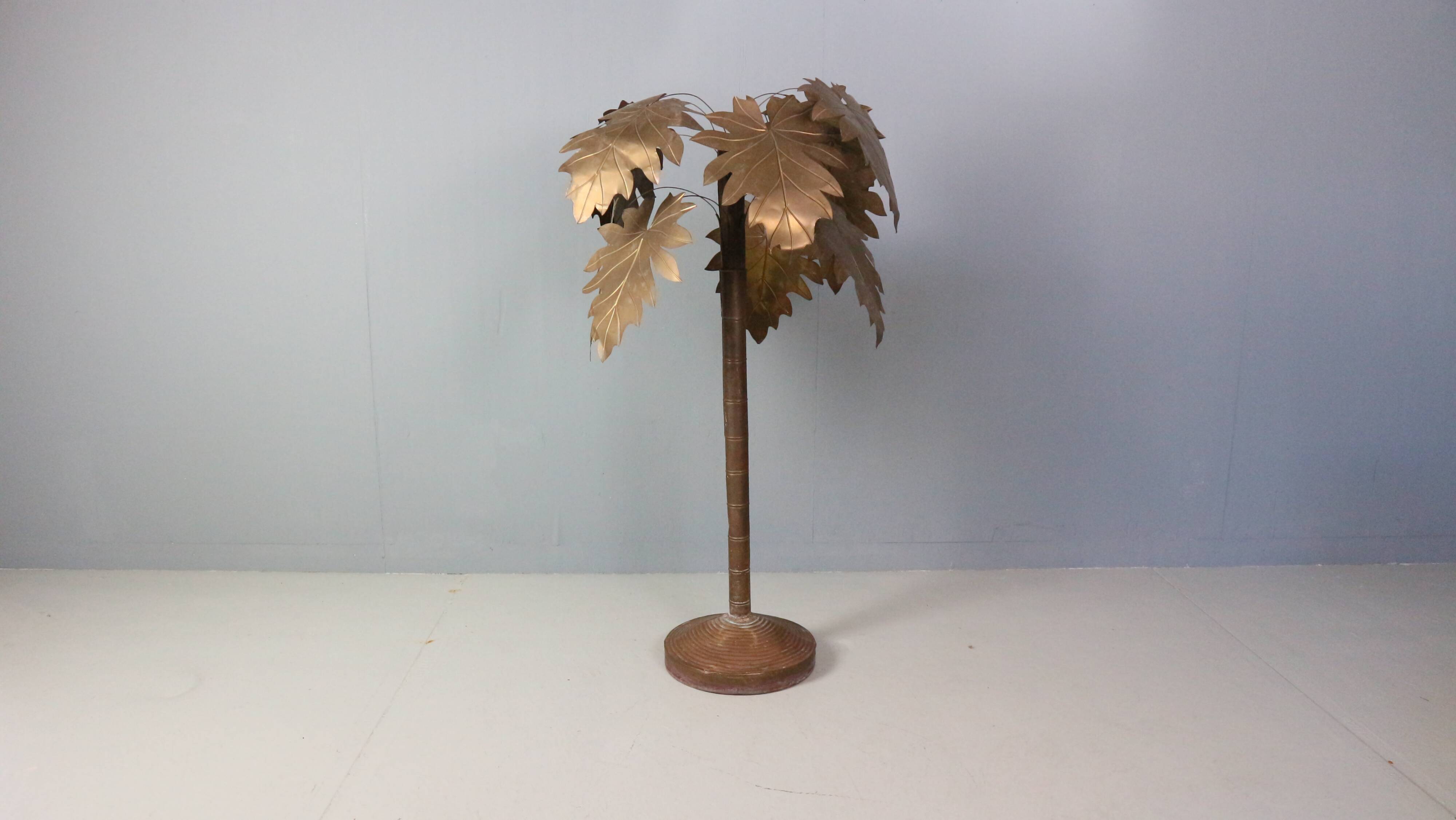 Vintage Coastal French Maison Jansen style  Copper Palm Tree