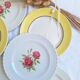 Vintage yellow and pink dinner plates