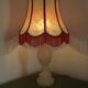 French vintage round marble table lamp with hide skin decorative shade