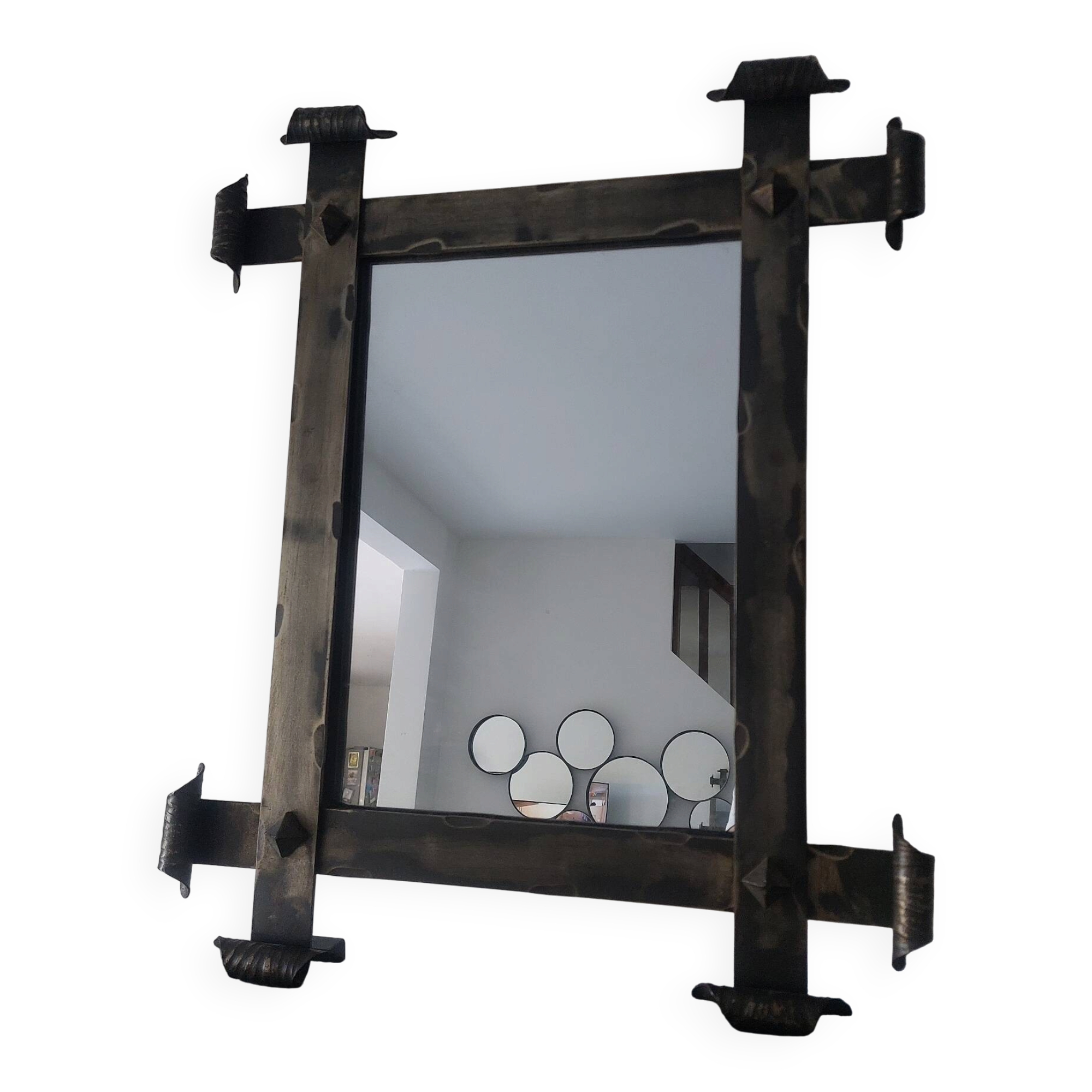 Miroir fer forgé brutaliste
