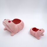 2 cache-pots zoomorphe en céramique rose