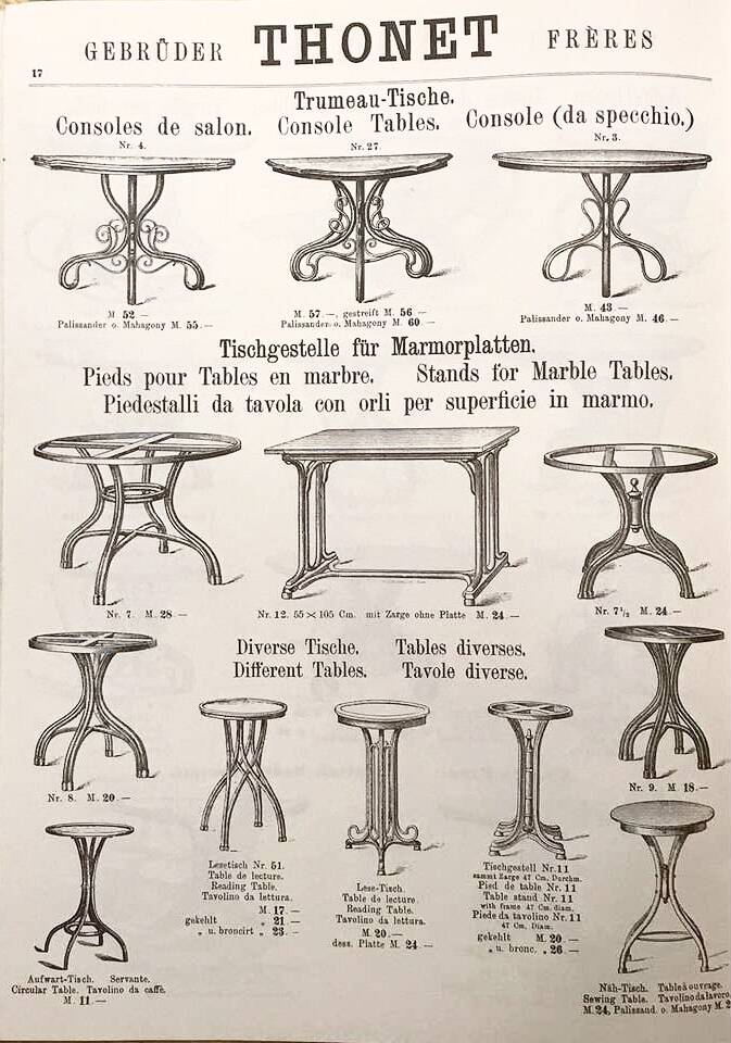 Thonet Table No. 8 from 1888 Café Museum after Adolph Loos marble top
