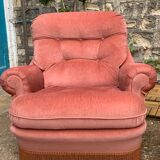 Pair of pink velvet toad armchairs, 1970s