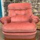 Pair of pink tufted velvet frog chairs from the 1970s.