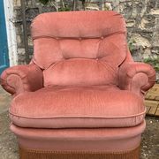 Pair of pink tufted velvet frog chairs 1970