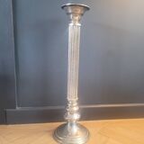 Large antique candle holder 45cm in silver metal