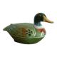 Old terrine duck Michel Caugant green ceramic