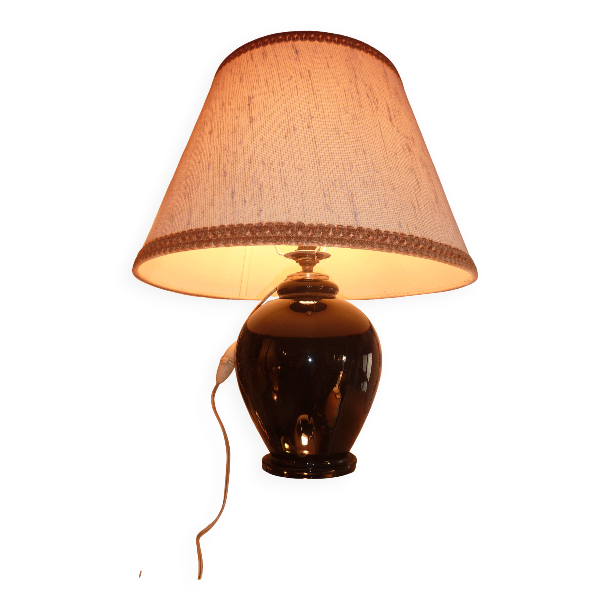 black opaline glass lamp (attributed to Jacques Adnet)