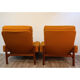 Pair of Scandinavian armchairs in teak and fabric 1960