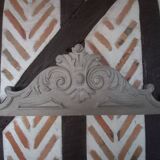 Large patinated linen wood pediment