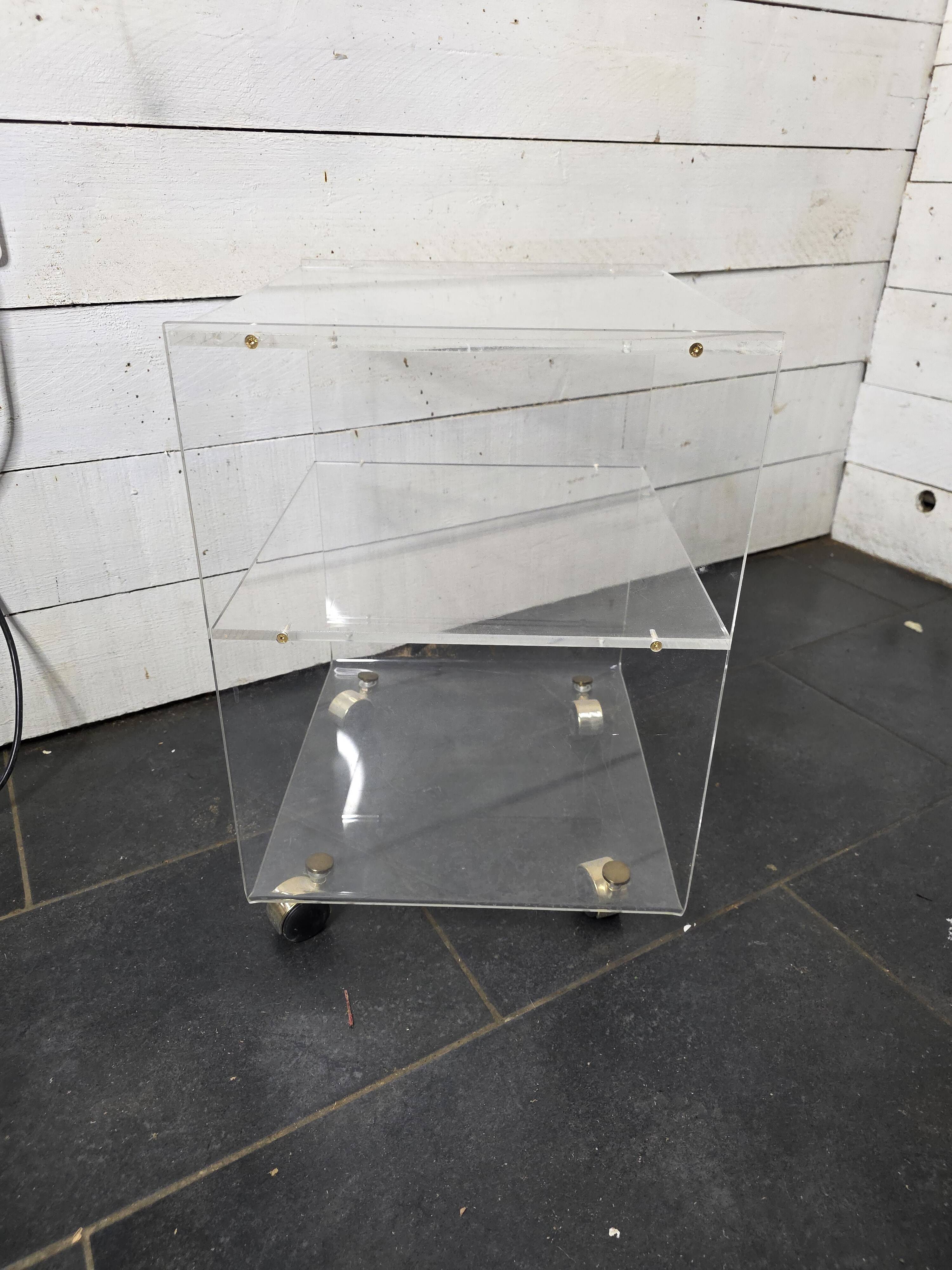1970s Plexiglas Bedside Table
