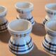 5 devil's egg cups in earthenware, Poitou model from Sarreguemines.