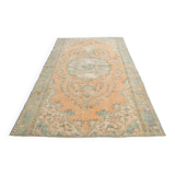 6x9 Pale Orange Oriental Vintage Rug 182x270Cm SK 21429