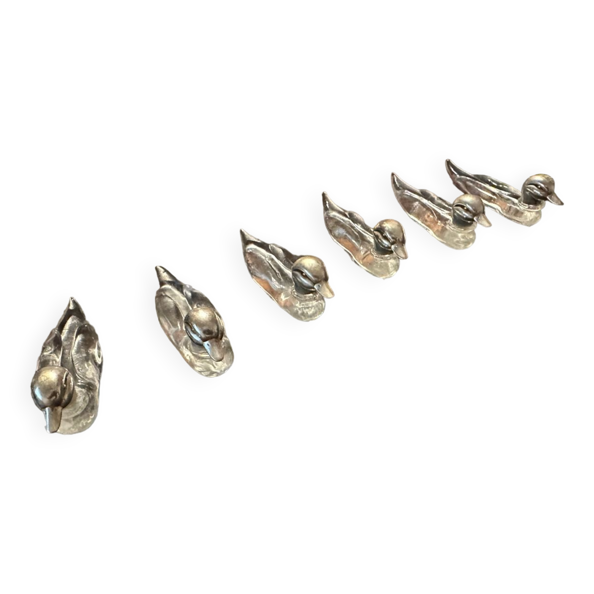 6 knife holders in crystal and silver metal