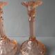 Pair of pink glass candle holders