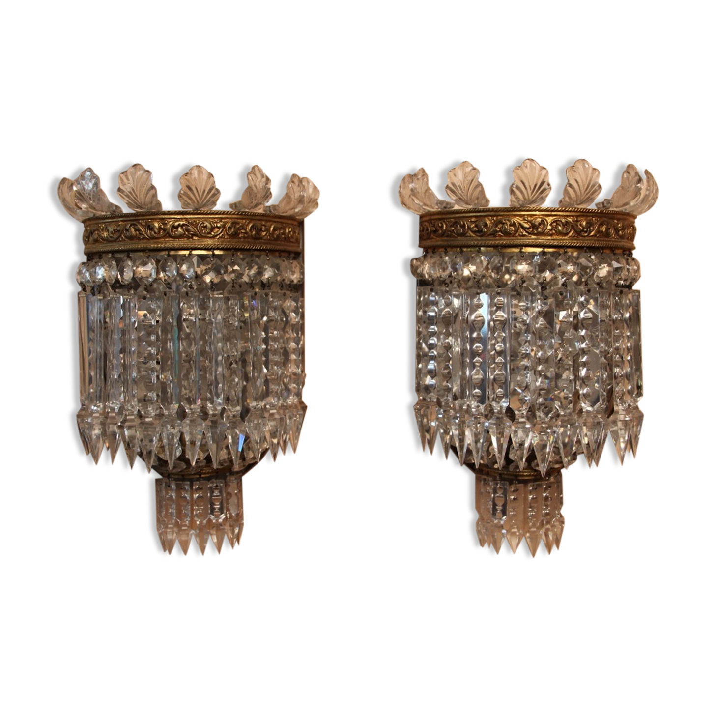 Pair of crystal sconces from the house baccarat, crinoline model