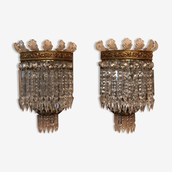 Pair of crystal sconces from the house baccarat, crinoline model