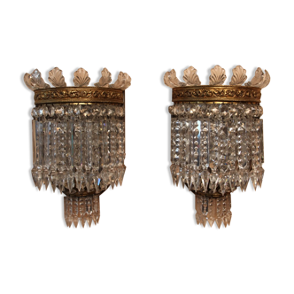 Pair of crystal sconces from the house baccarat, crinoline model