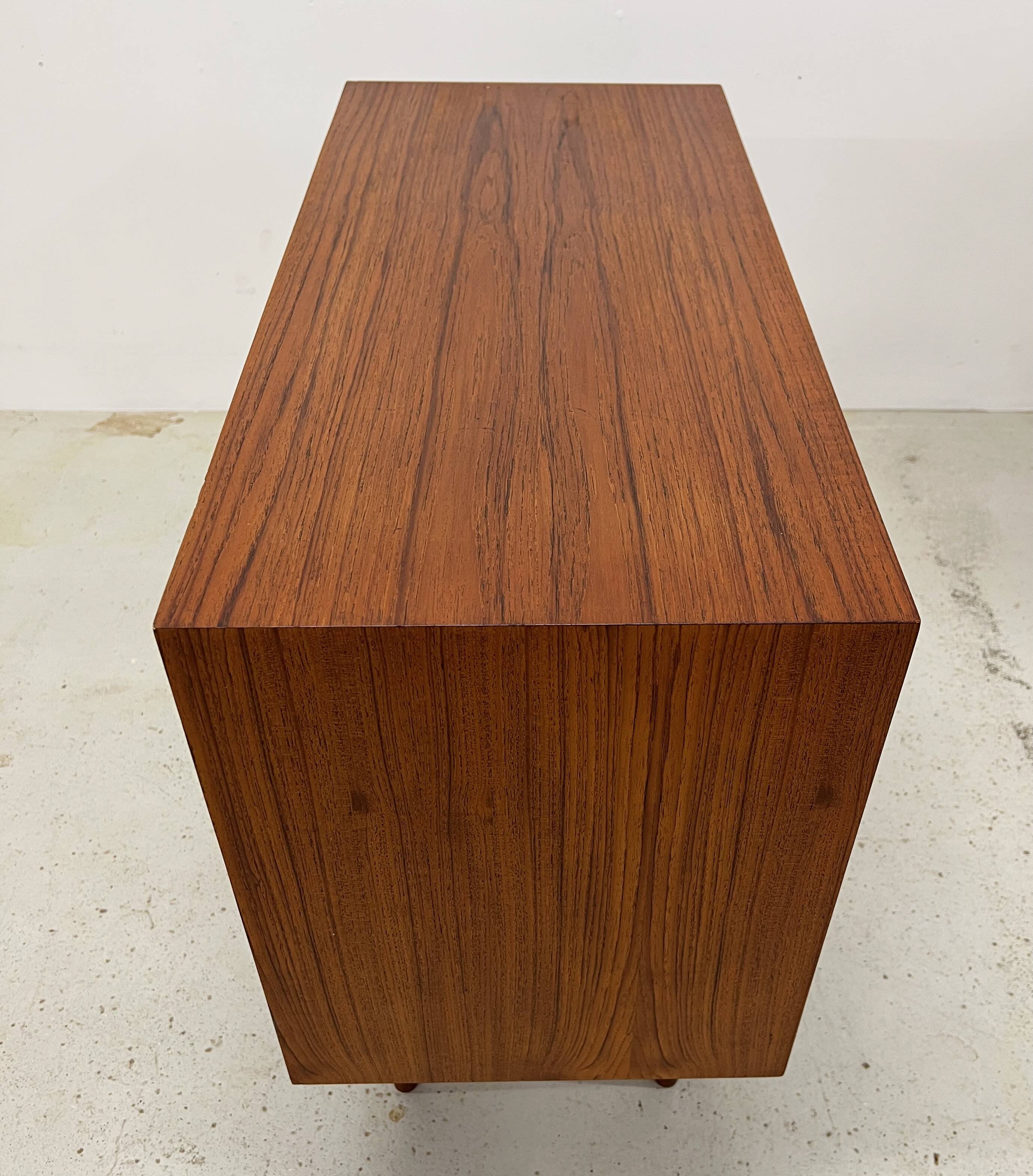 Kai Kristiansen Teak Tambour Door LP Record Cabinet, 1960s.
