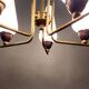 Chandelier in gilded brass and opaline with 5 lights 1960 Vintage.