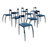 Postmodern Lolly Dining Chair Set from Fly Line, Italy, 1980s, Set of 9