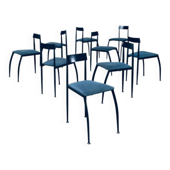 Postmodern Lolly Dining Chair Set from Fly Line, Italy, 1980s, Set of 9