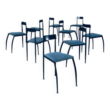 Postmodern Lolly Dining Chair Set from Fly Line, Italy, 1980s, Set of 9