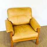Salon complet en cuir camel 1960