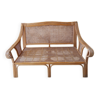 Banquette en rotin canée