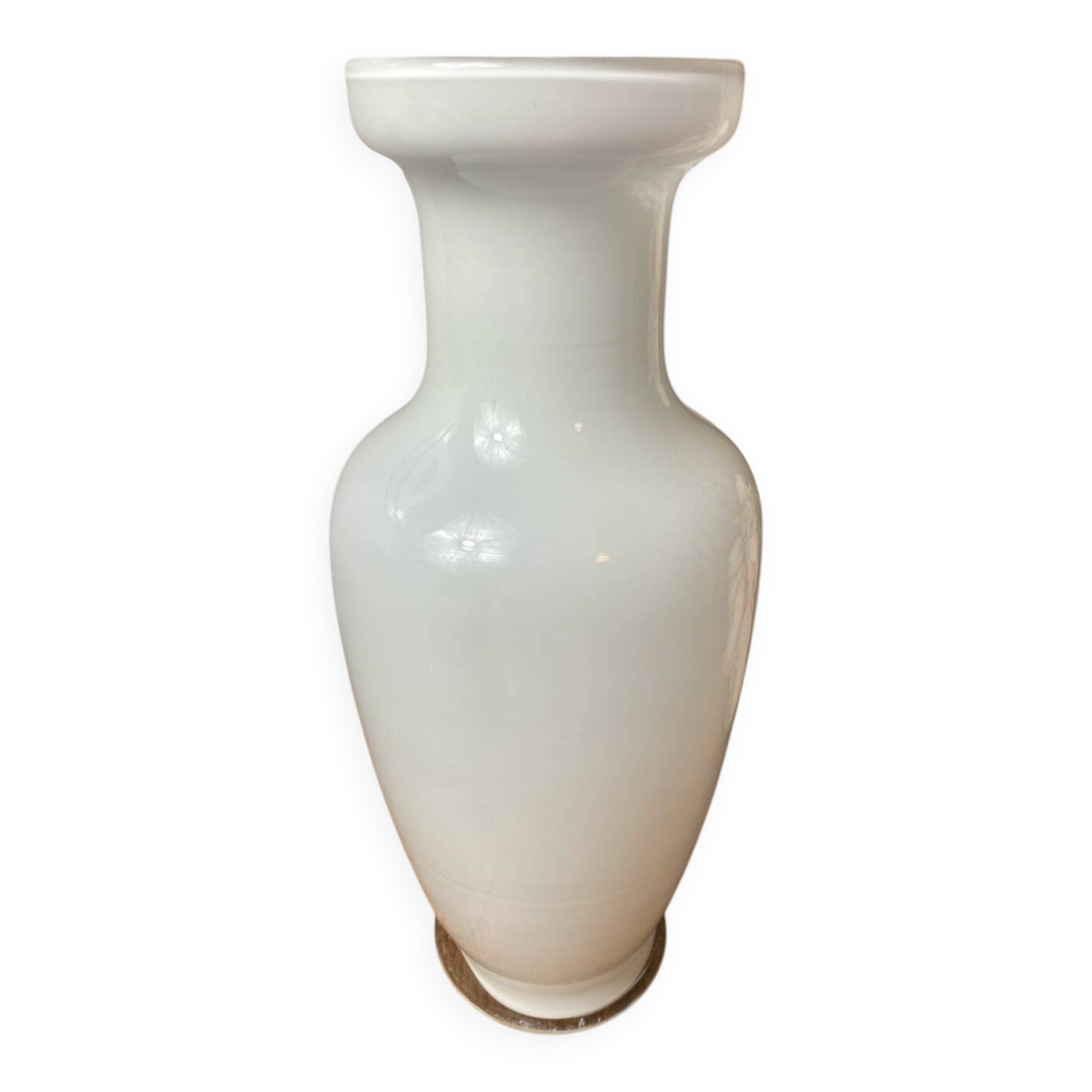 White glass vase