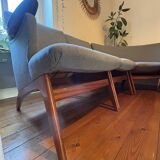 Vintage Scandinavian bench – Karl Sørlie & Sønner – restored, fabric