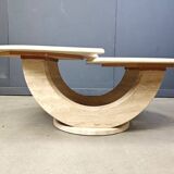 Vintage two tier travertine coffee table, 1970s