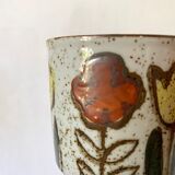 Stoneware teapot and its 3 cups, 1970s