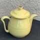 Teapot, yellow earthenware coffee maker and vintage gold edging