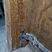Antique oak door with frame and pierced wrought-iron lock – 16th–17th c.
