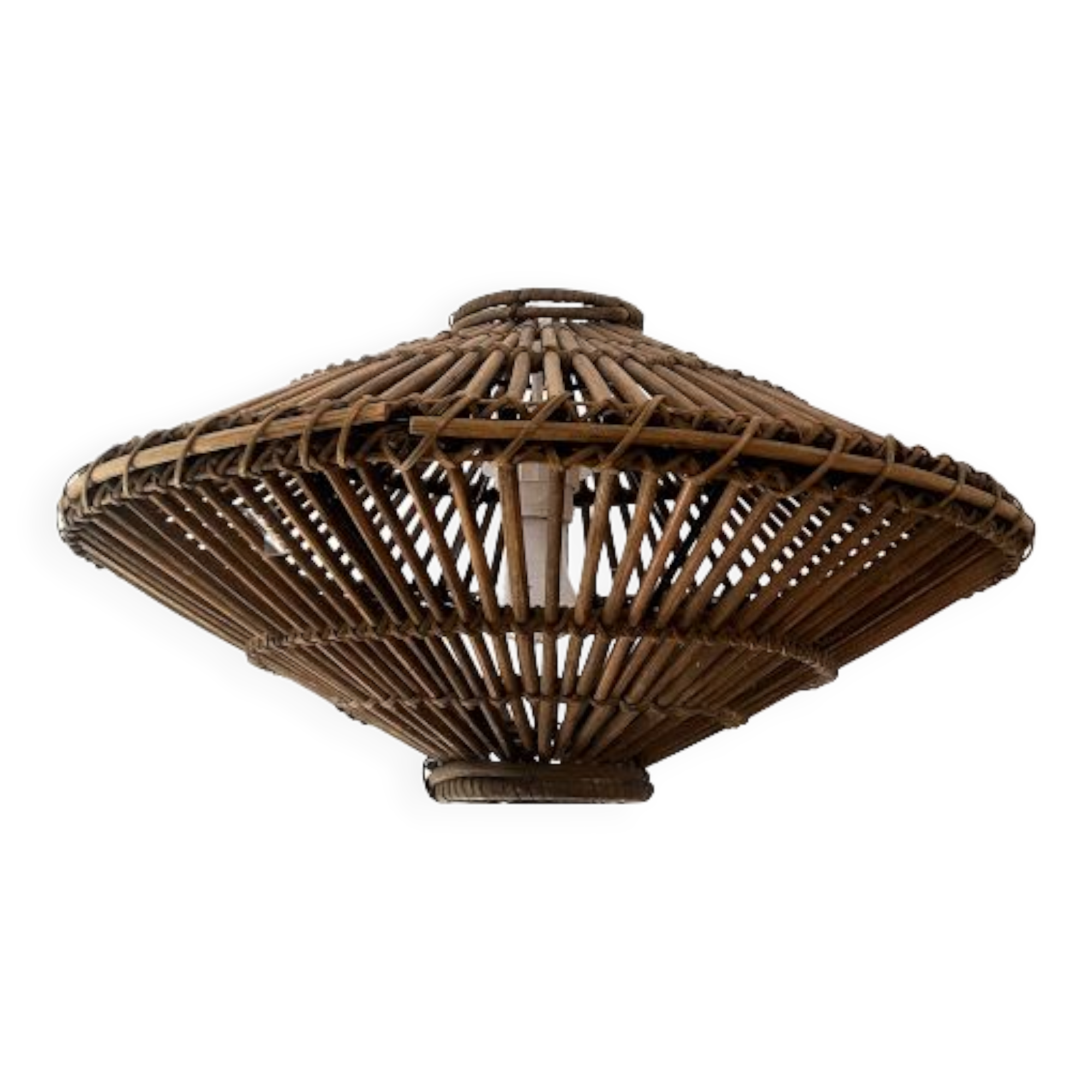 Vintage rattan pendant lamp, circa 1970