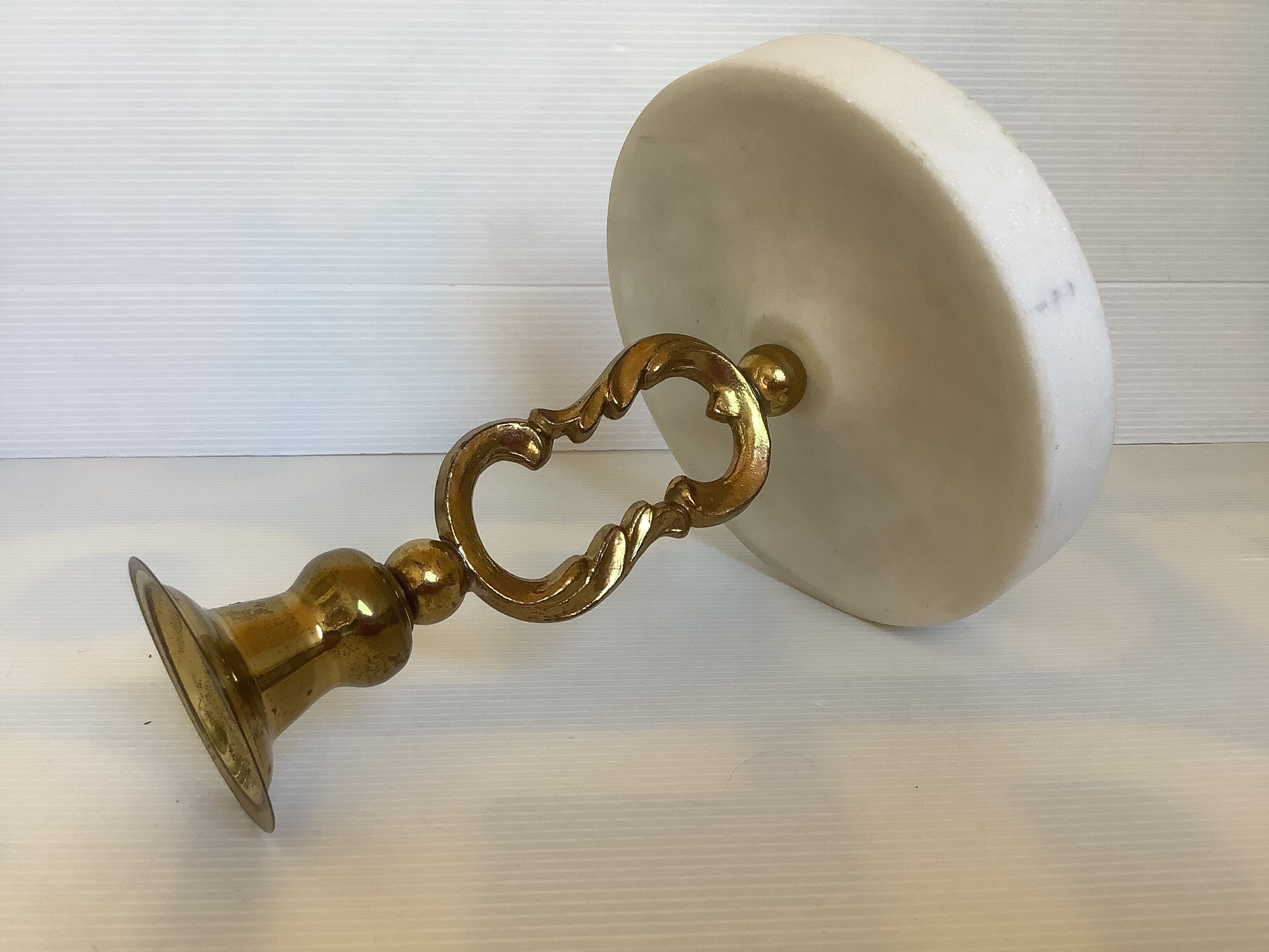 Metal and stone candle holder