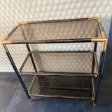 Console shelf smoked glass aluminum and brass