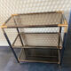 Console shelf smoked glass aluminum and brass