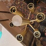 Gold metal pendant chandelier, Italy - 1970