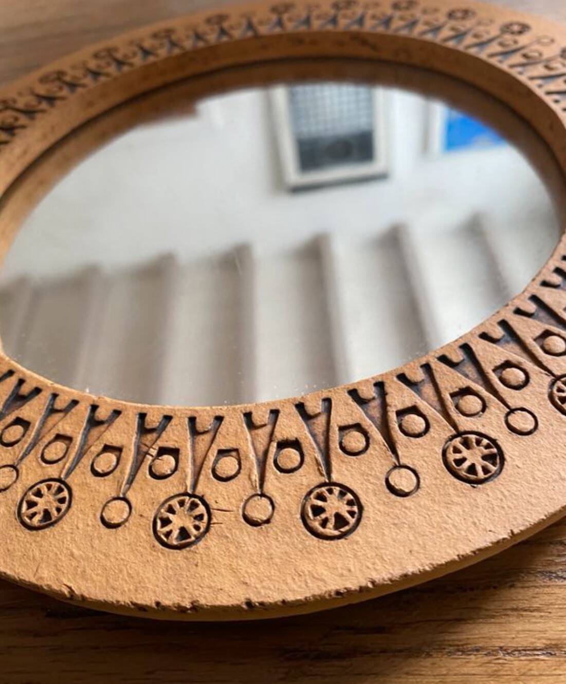 Vintage ceramic round mirror