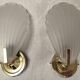 Pair of wall sconces shell lamps Art Deco frosted glass