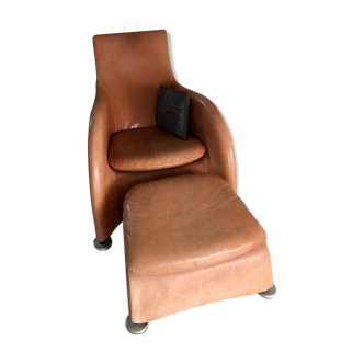 Fauteuil et repose-pied Loge, design Gerard Van den Berg, pour Montis