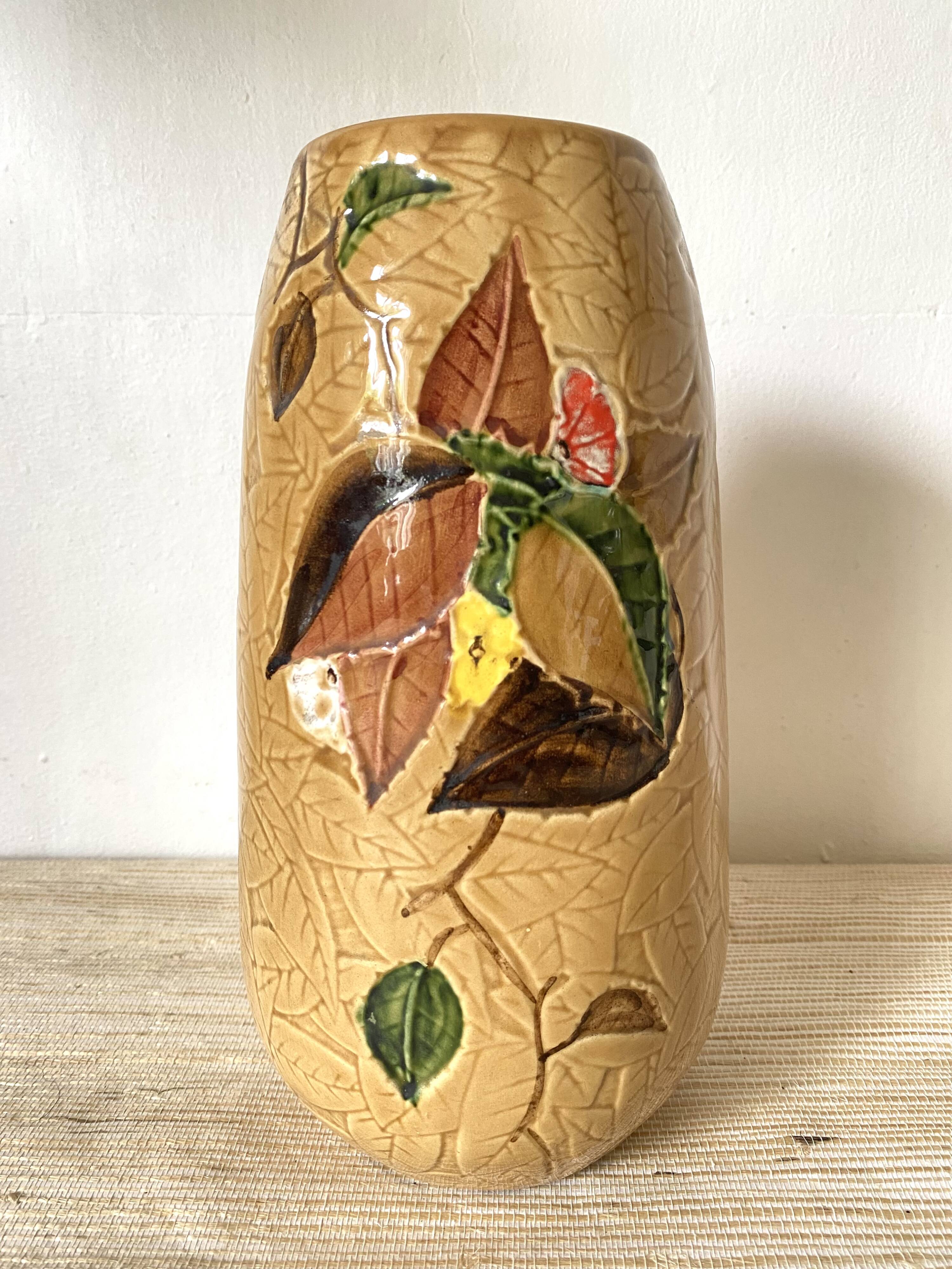 Ceramic vase with foliage design, 1970s