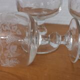 Set of 6 glasses aperitif / digestive on feet grape decoration and vine shoot Luminarc